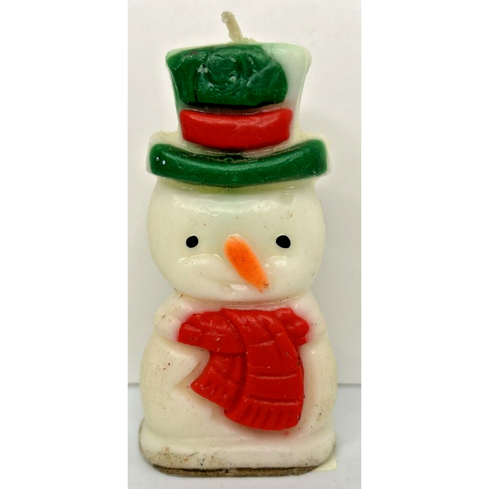 Vintage Christmas Snowman‎ Candle 3.5" SKU H612